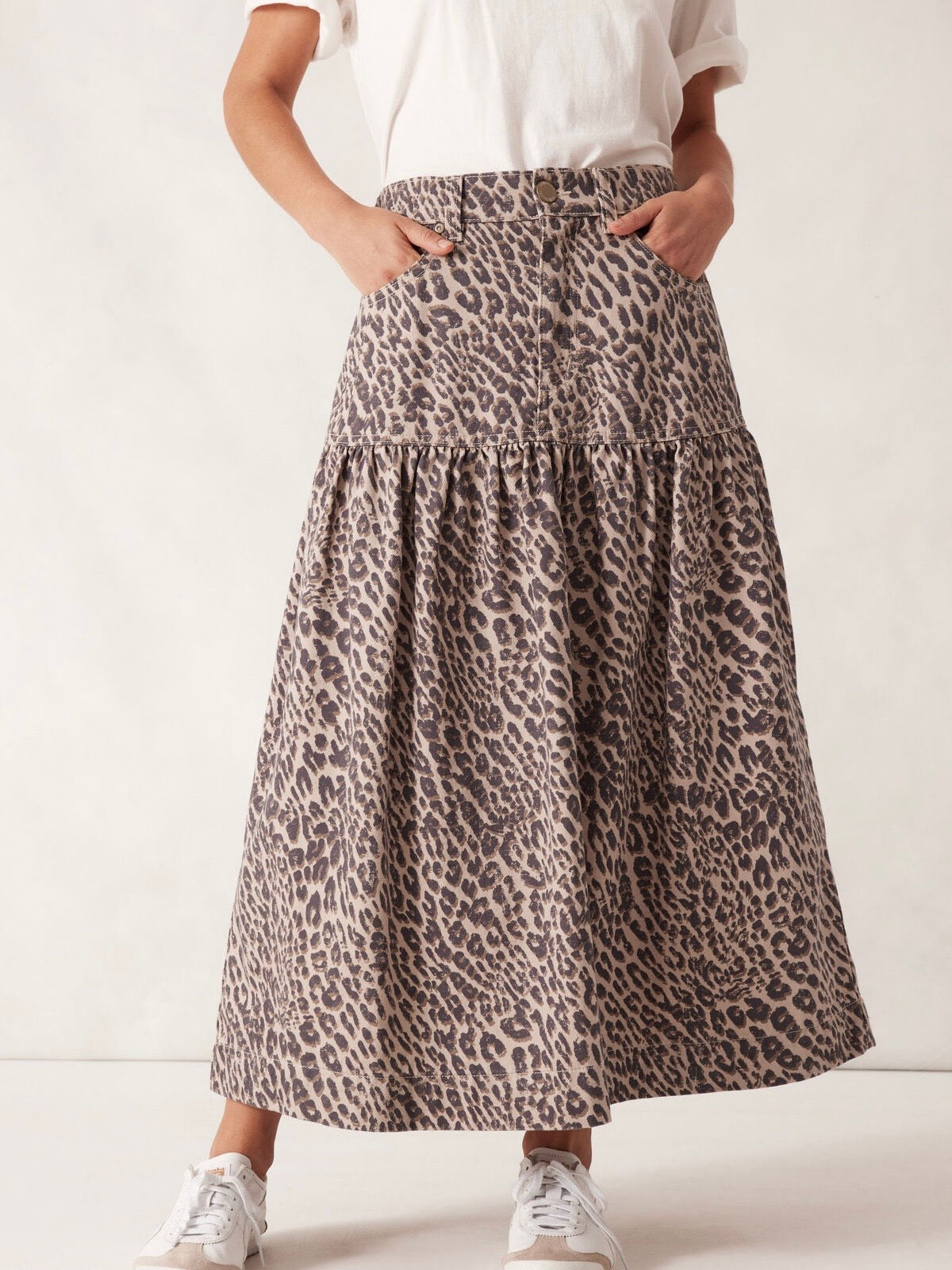 Drop Waist Maxi Skirt - Leopard