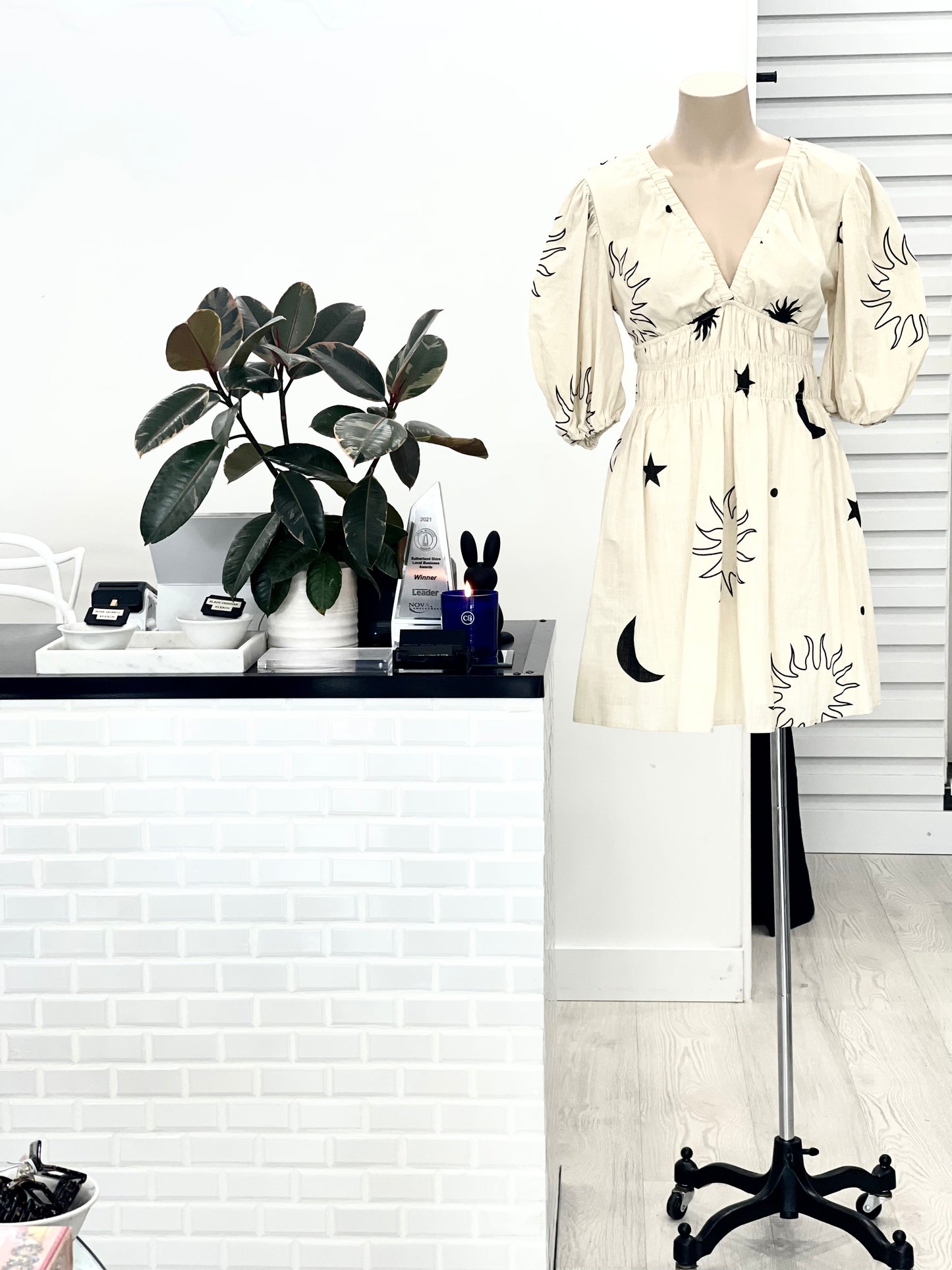 The Star Mini Dress - Cream and Black