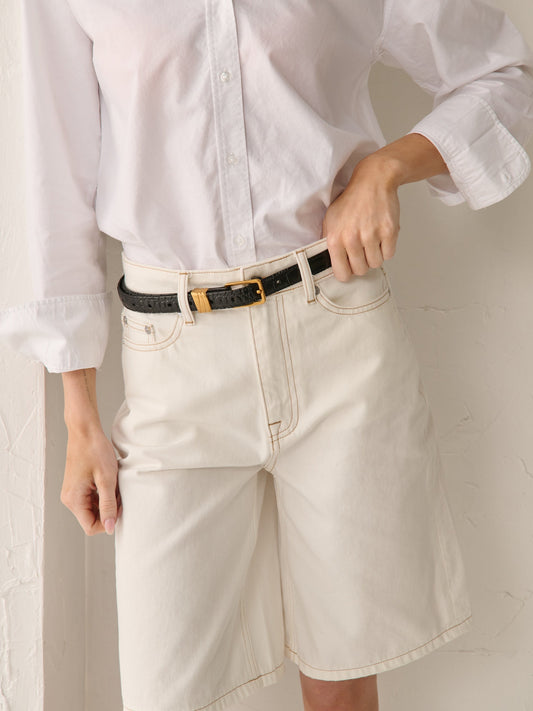 The Lesley Skinny Belt - Black Leather