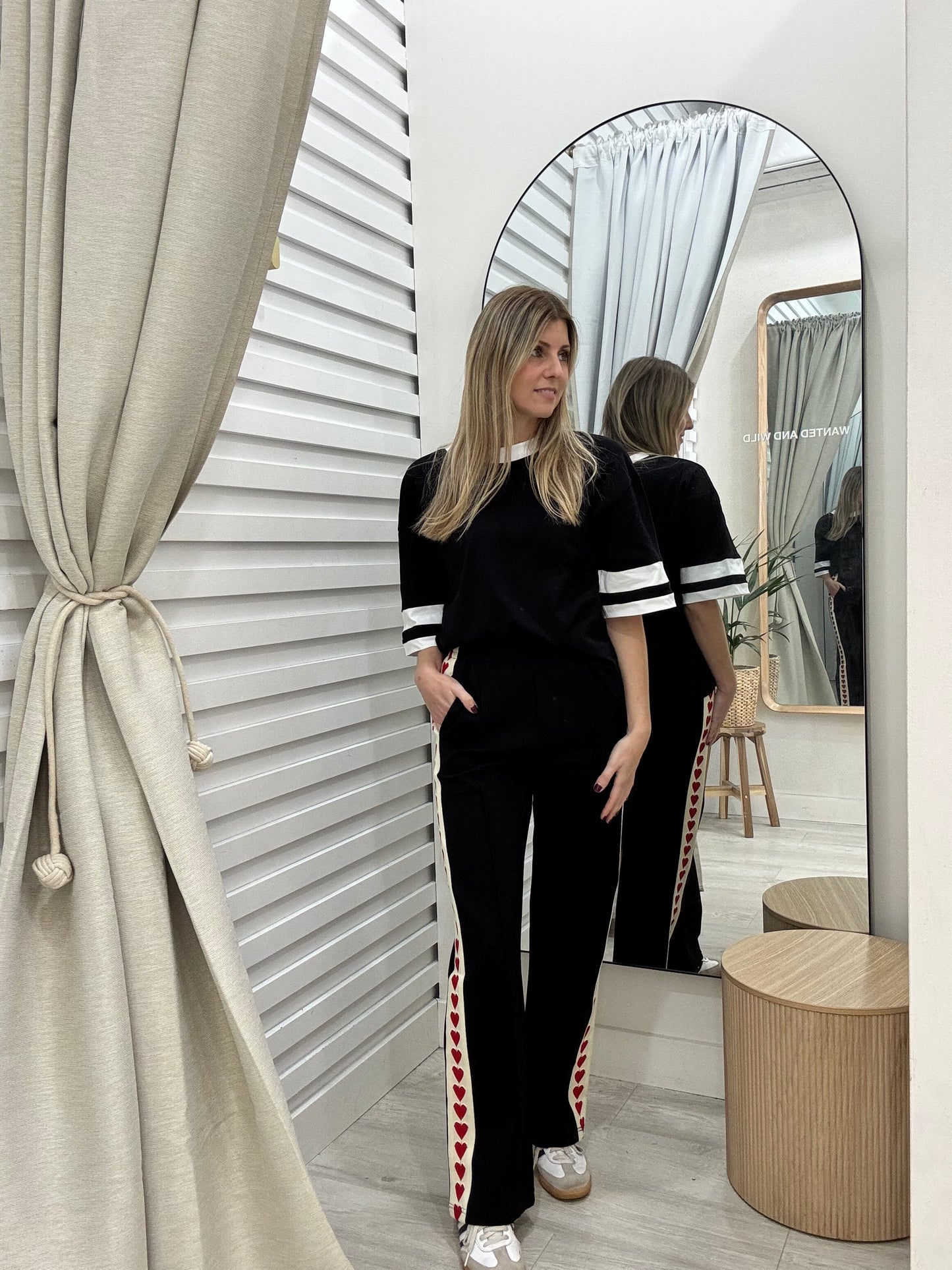 Model wearing Heart Racer Pants at Wanted and Wild