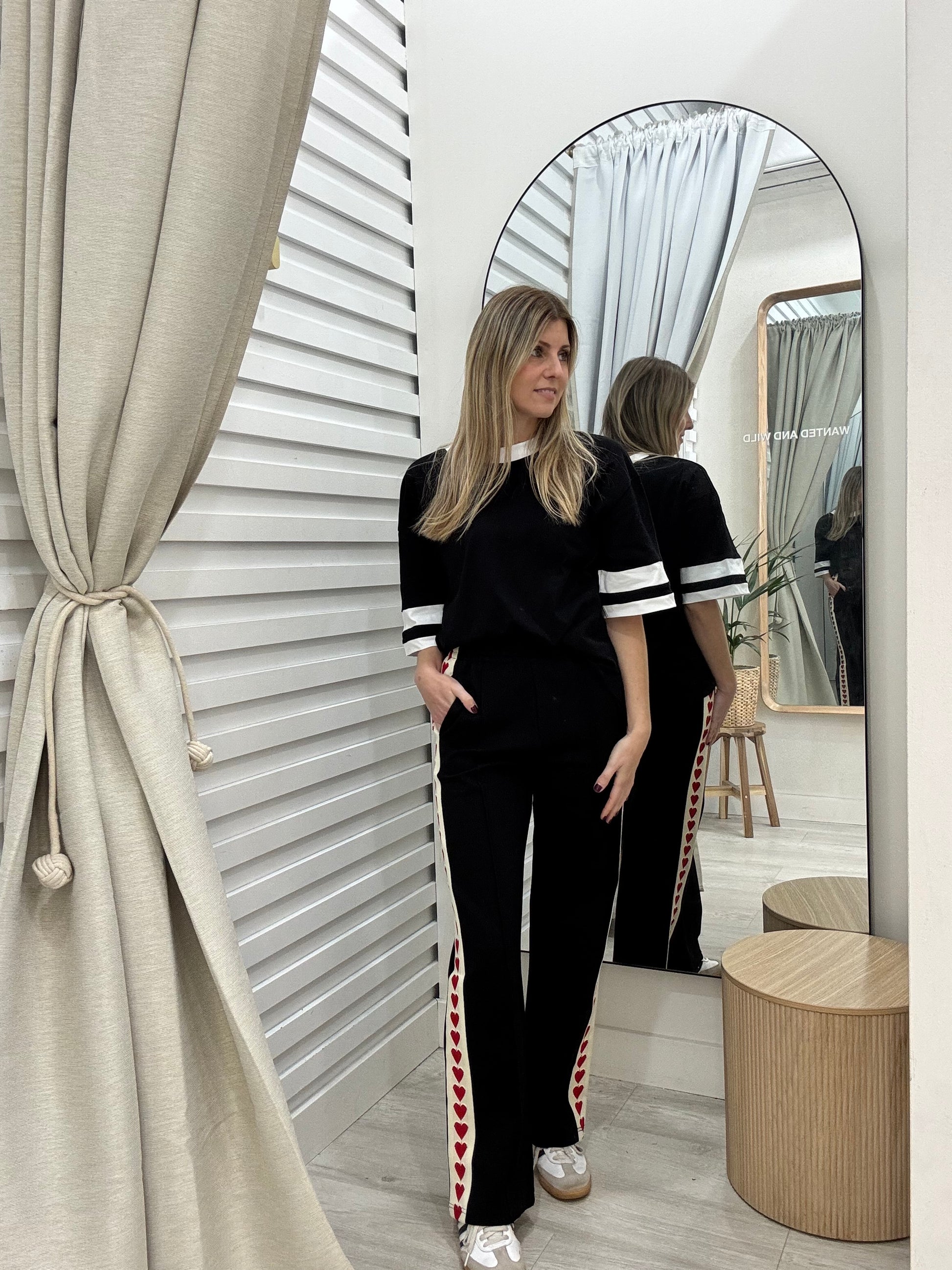 Model wearing Heart Racer Pants at Wanted and Wild
