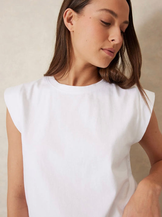 Extended Shoulder Tee - White