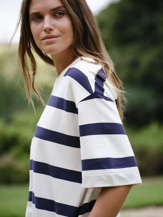 Mini Terry Dress - Navy Stripe