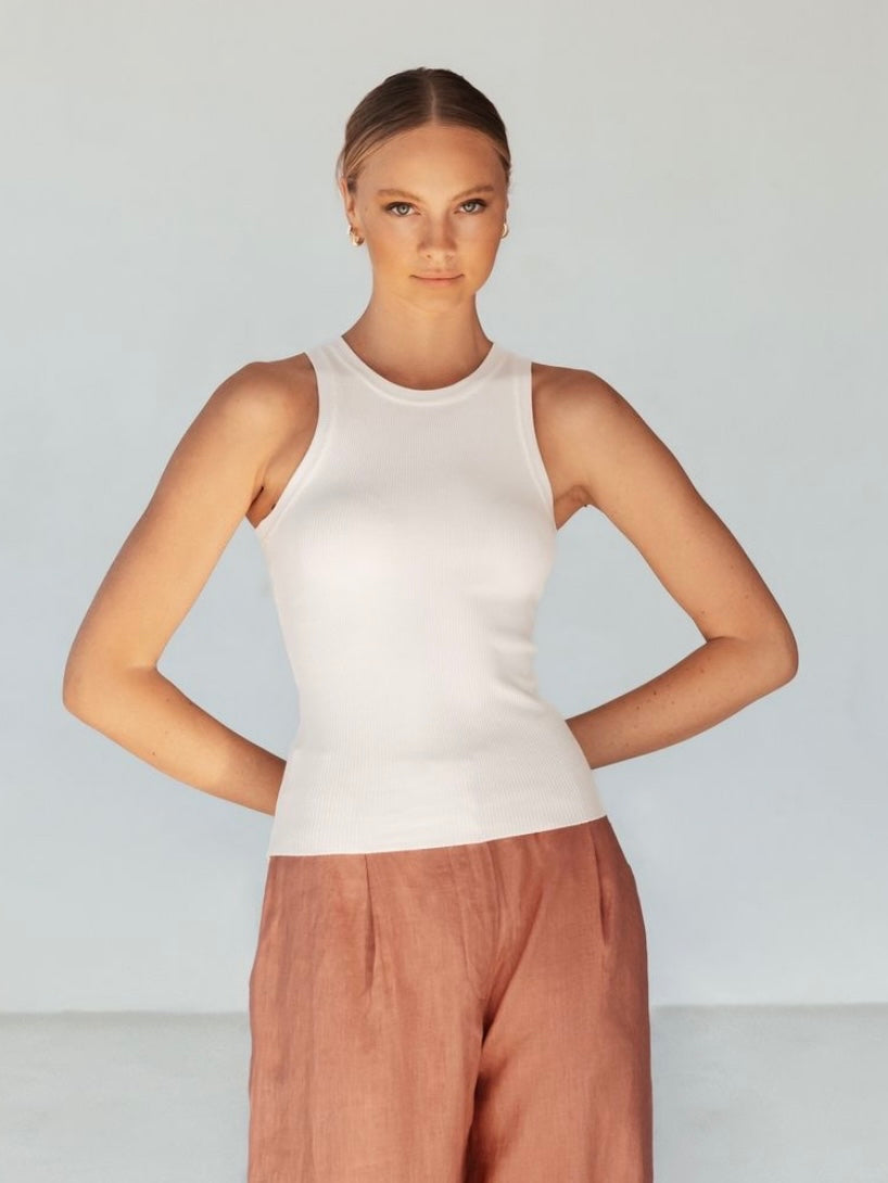 The Ribbed Tank - Cream