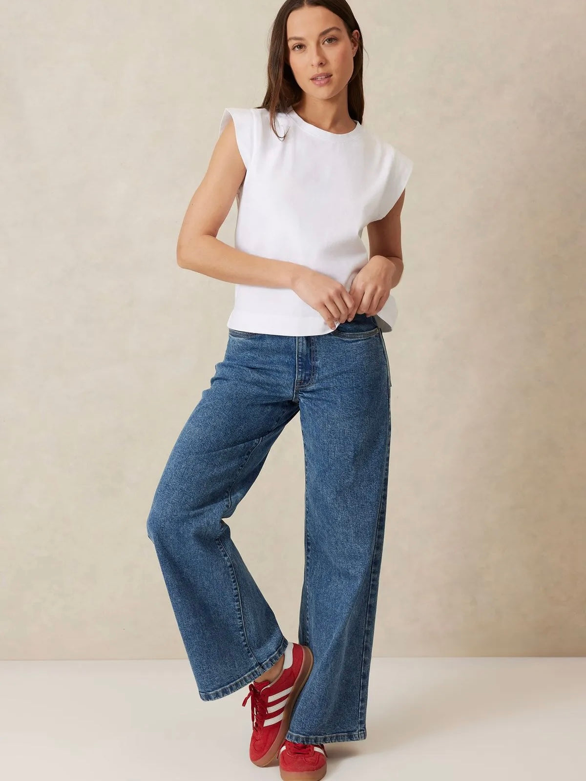 Extended Shoulder Tee - White