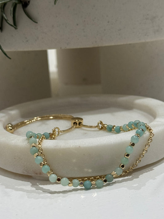 Mel Semi Precious Metal Bead Bracelet
