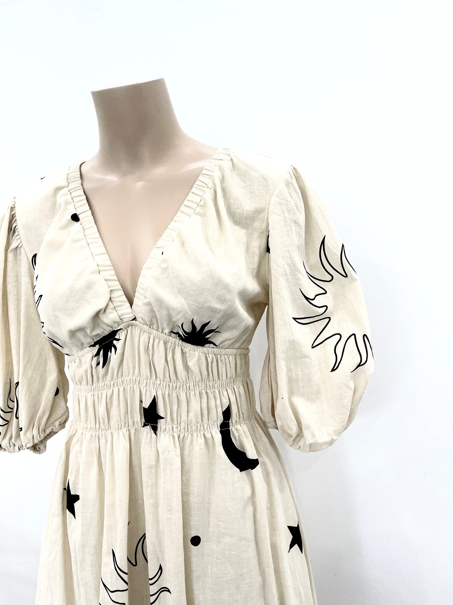 The Star Mini Dress - Cream and Black