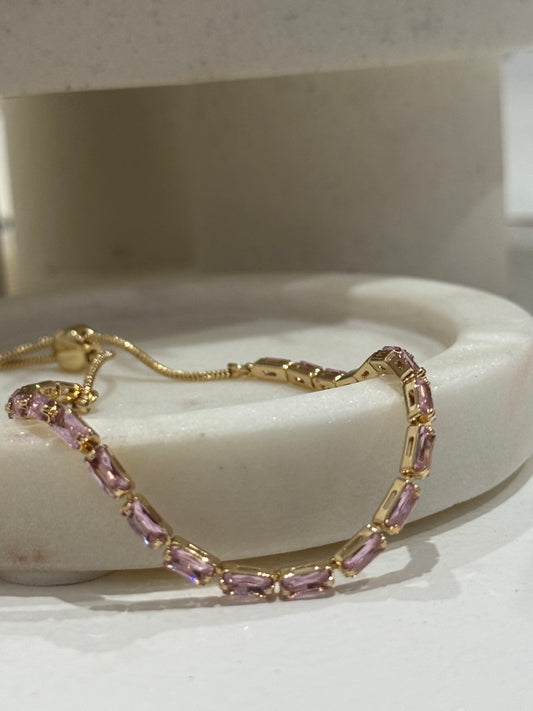 Lily Tennis Bracelet Gold/Pink