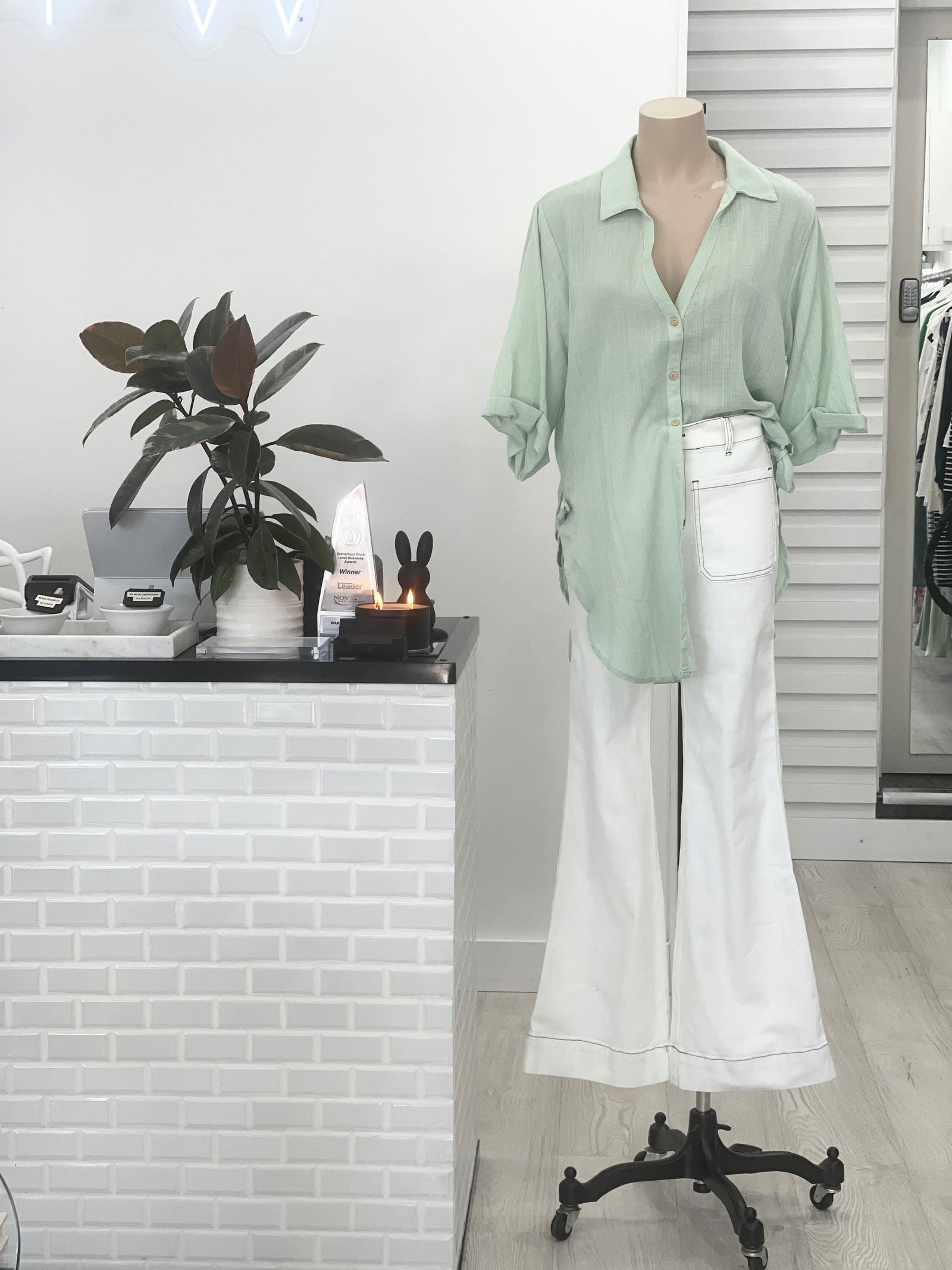 Florence 3/4 Sleeve Shirt - Seafoam - WANTED AND WILD