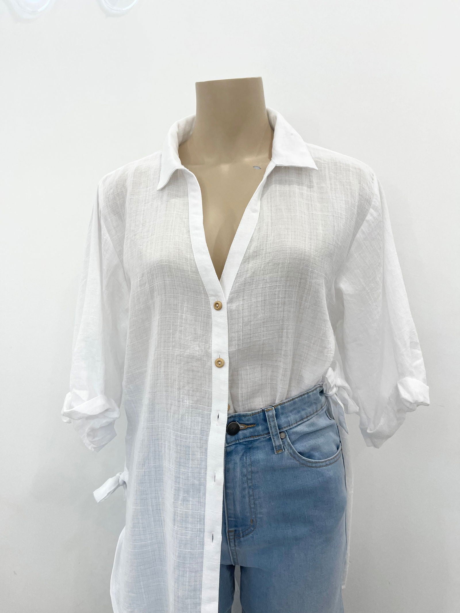 Florence 3/4 Sleeve Shirt - White - WANTED AND WILD