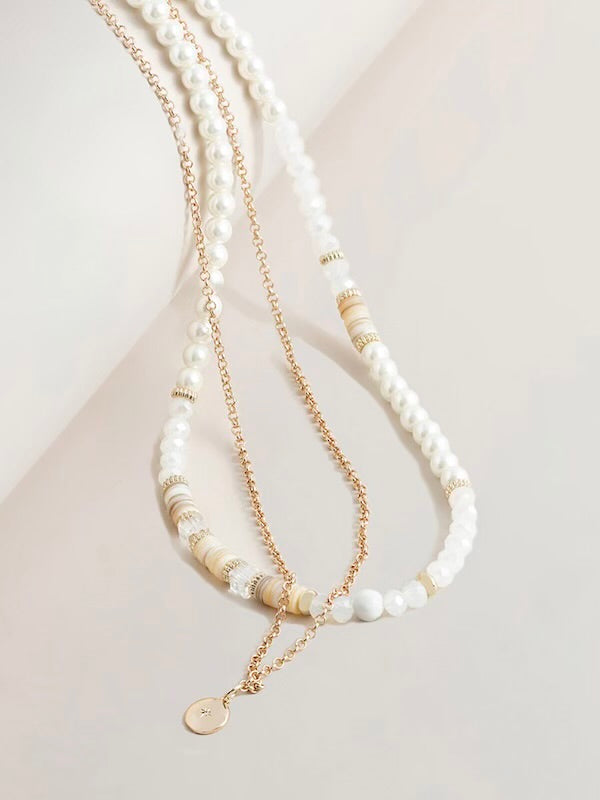 The Pippa 2 Row White Bead Necklace