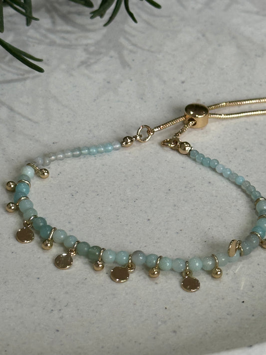 Aisha Bead Bracelet Gold/Amazonite
