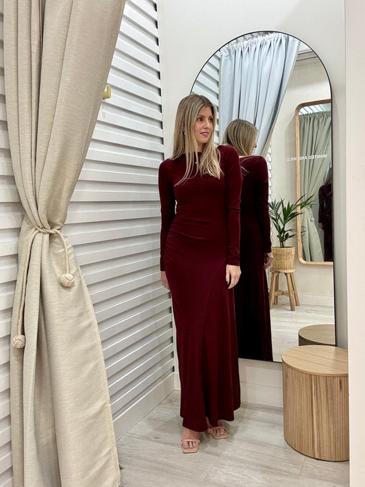 The Blossom Knit Dress - Burgundy
