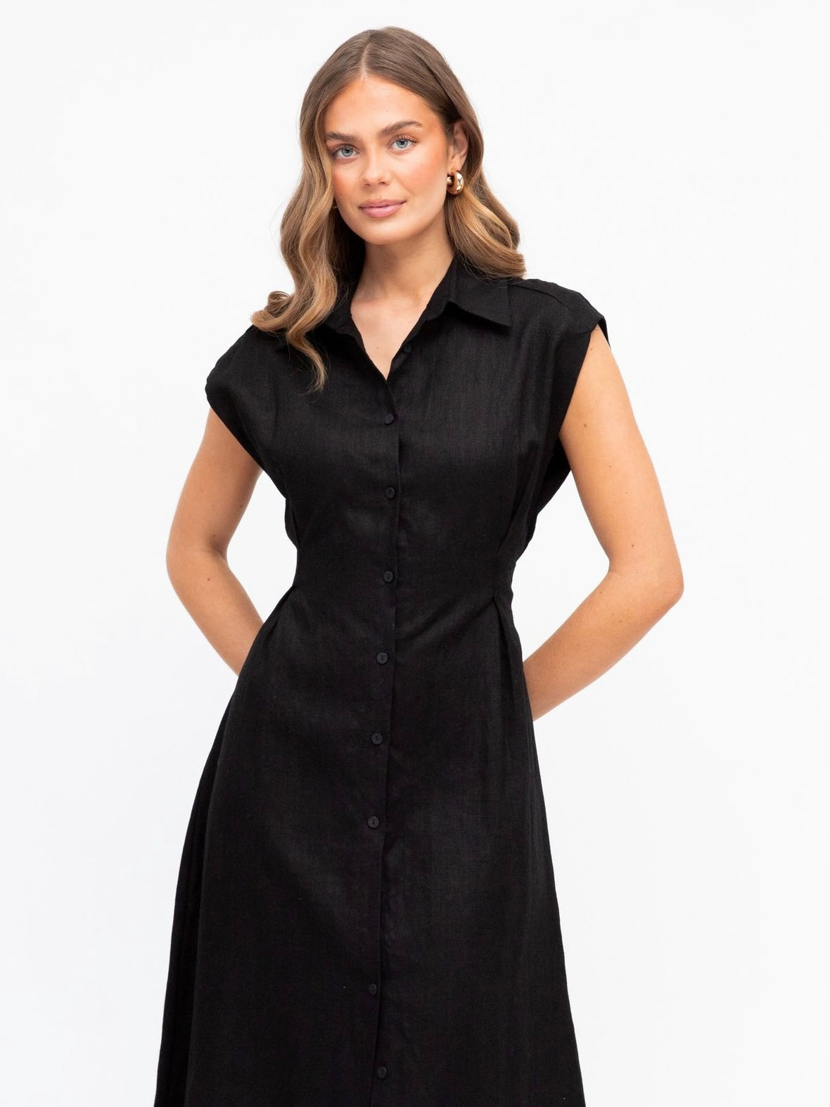 The Luxe Linen Dress - Black