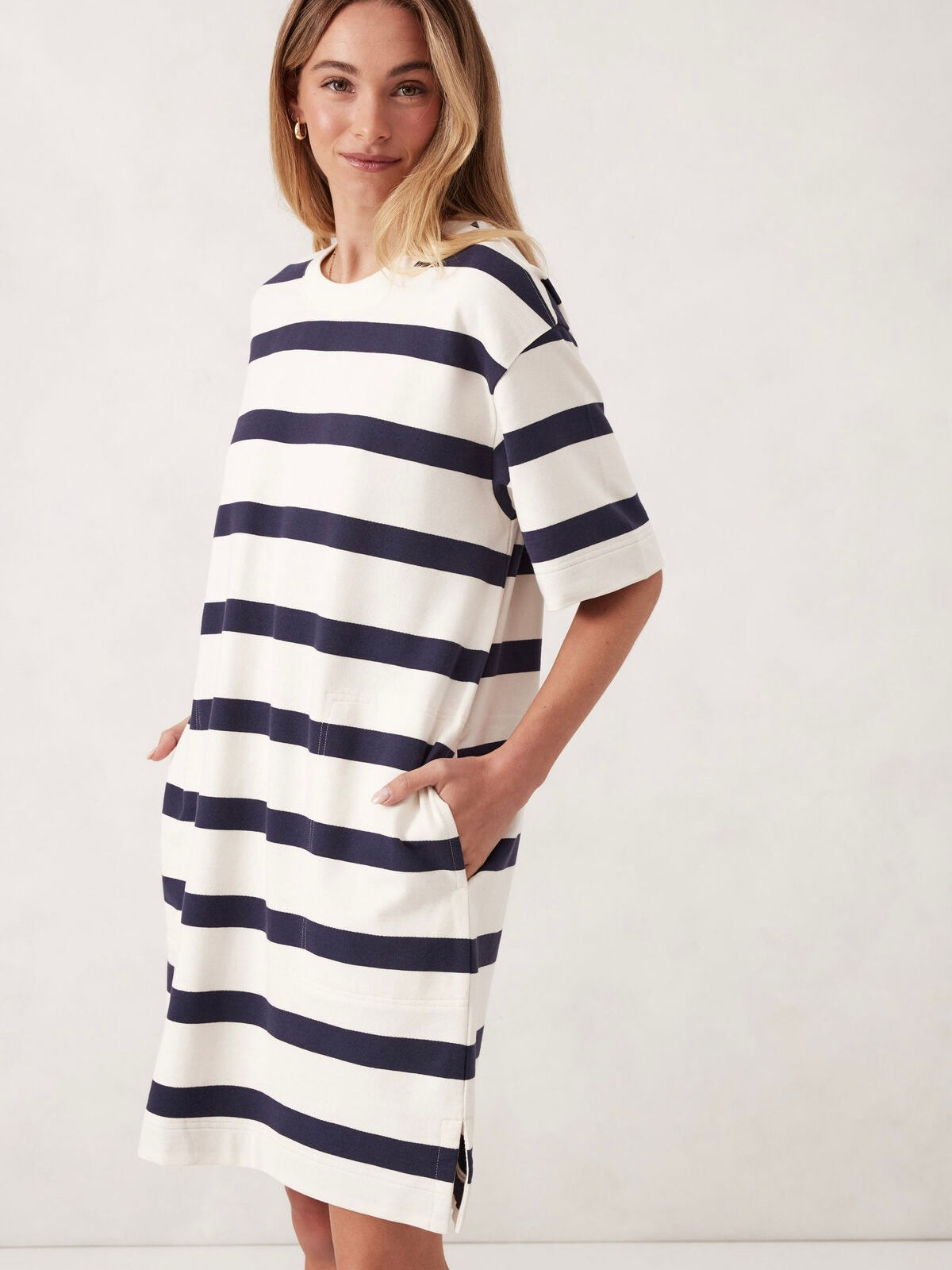Mini Terry Dress - Navy Stripe