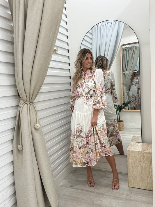 The Neva Dress - White Floral