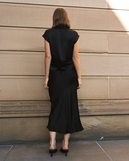 Satin Slip Skirt - Black