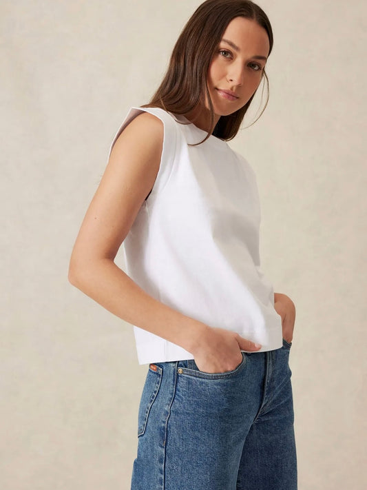 Extended Shoulder Tee - White