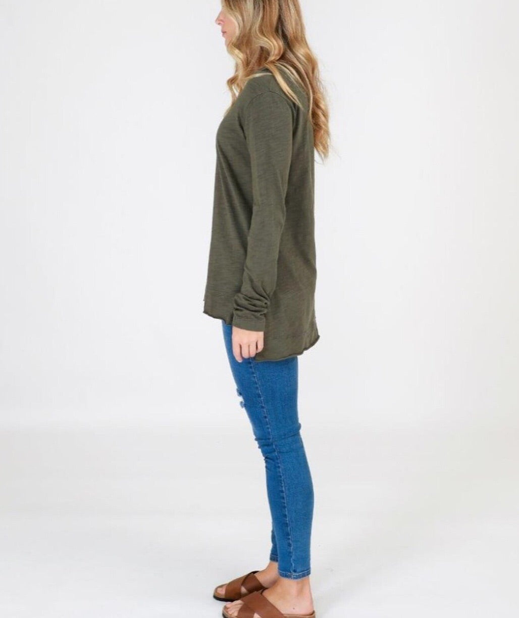 Barwon Long Sleeve Khaki Tee 3rd Story - WANTED AND WILD
