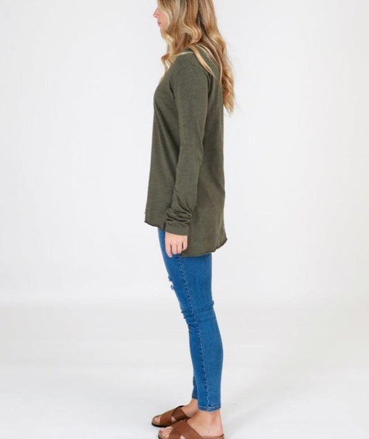 Barwon Long Sleeve Khaki Tee 3rd Story - WANTED AND WILD