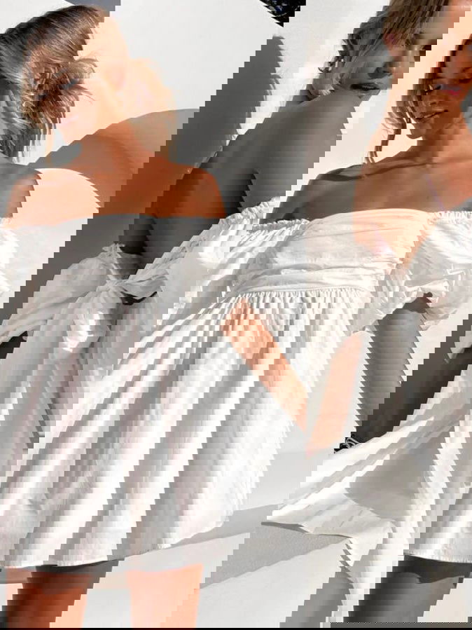 Bella Babydoll Mini Dress - White - WANTED AND WILD