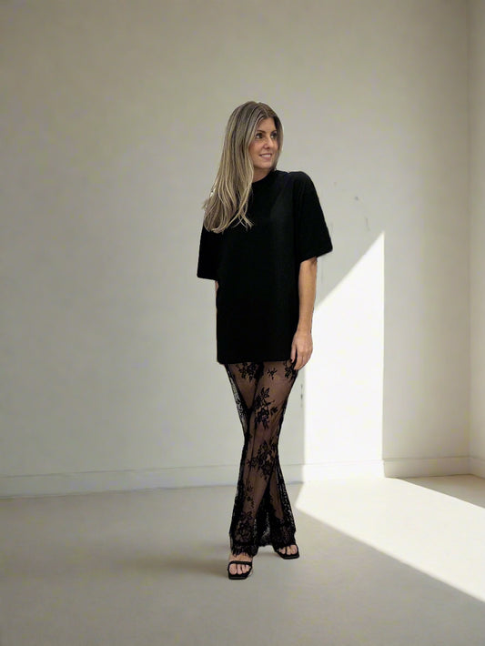 Lola Set Black tee and Lace Pants