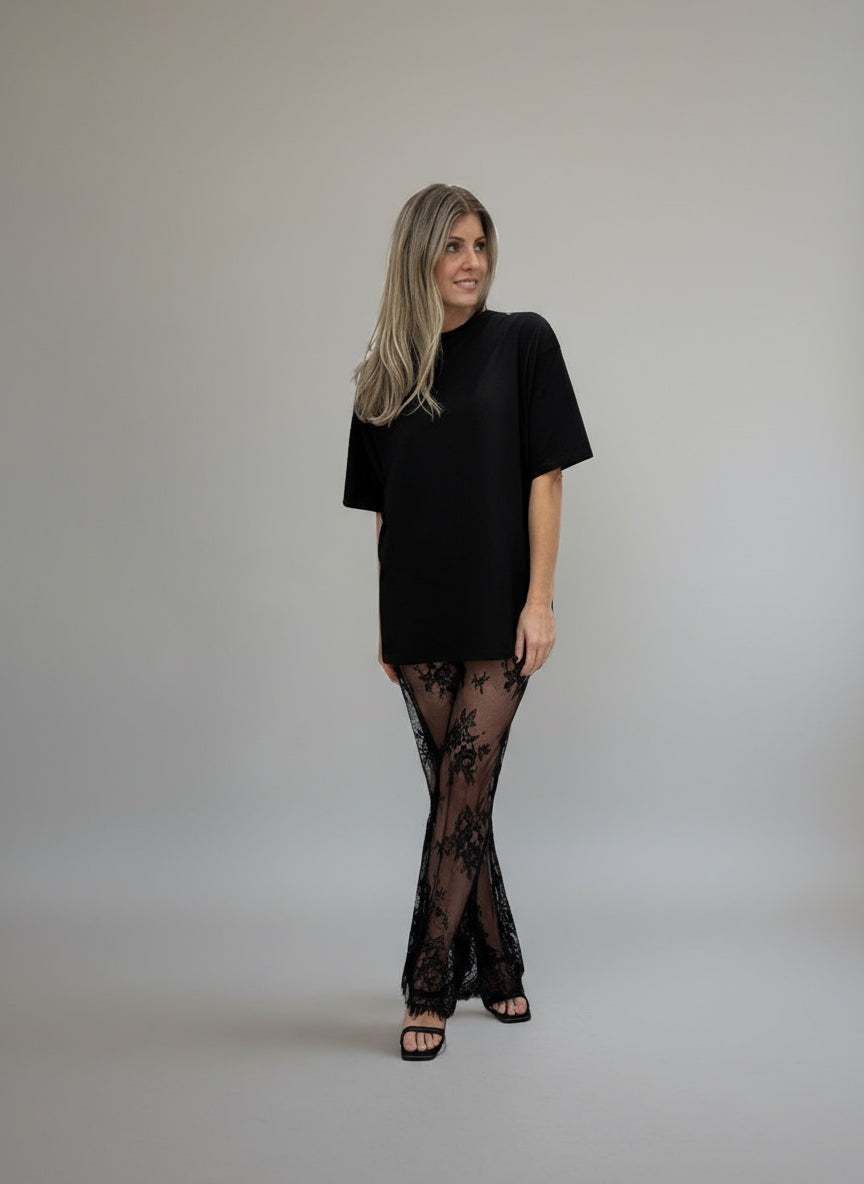 Lola Set Black tee and Lace Pants