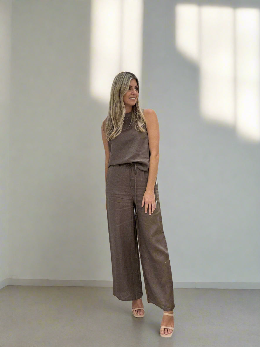 Atlas Linen Pants in Espresso
