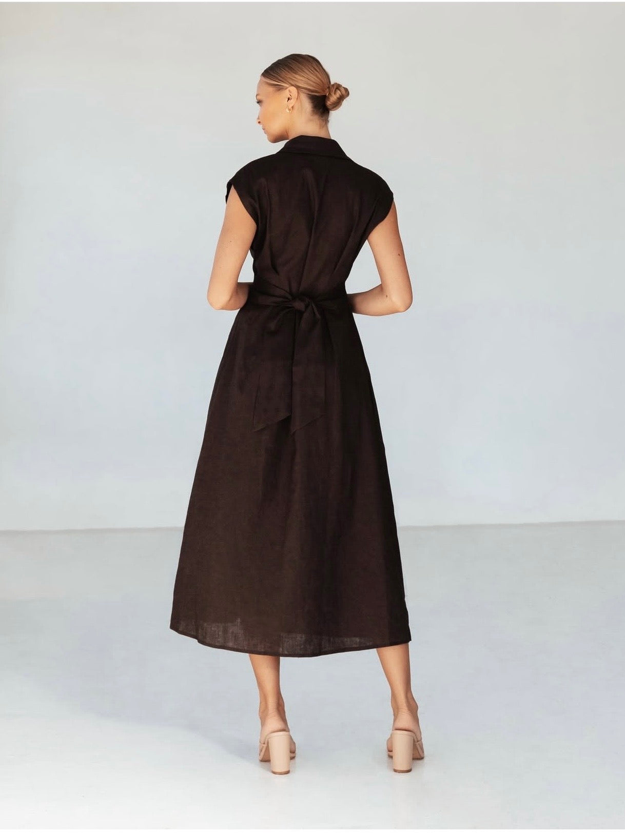 The Luxe Linen Dress - Chocolate