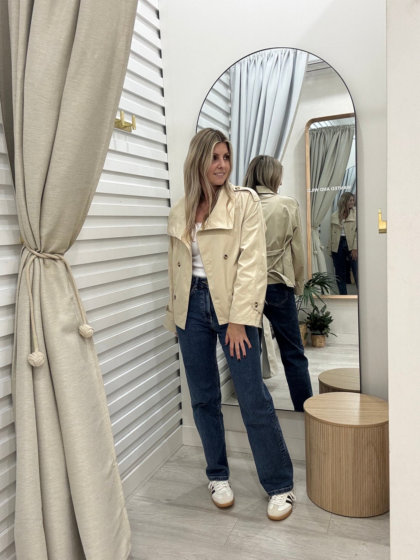 The High Neck Trench Jacket - Beige
