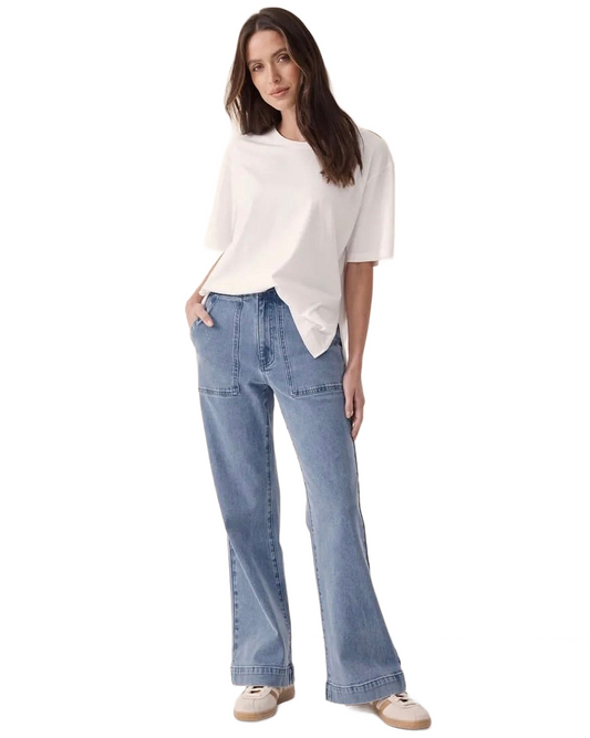 Ceres Life Slouchy Split Hem Tee - White - WANTED AND WILD