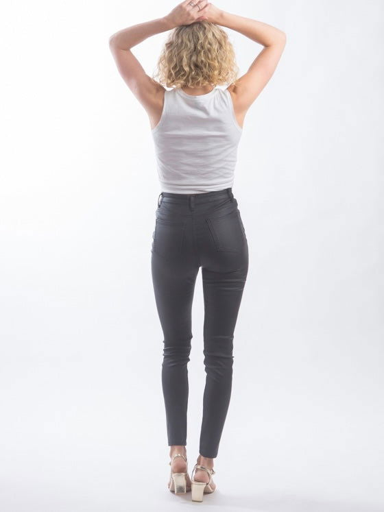 Coated leather Look Jeans - Black - WANTED AND WILD