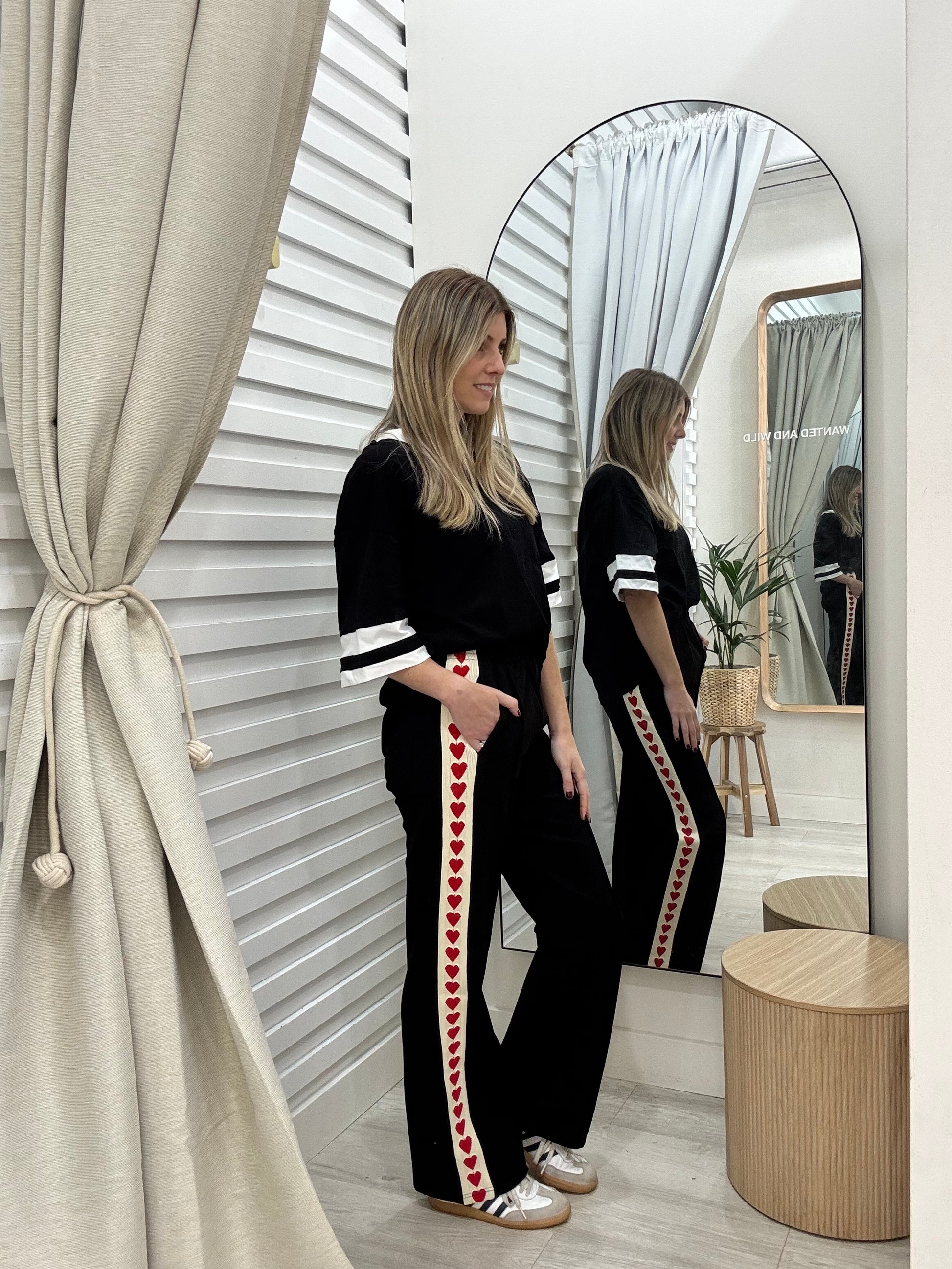 Model wearing Heart Racer Pants at Wanted and Wild