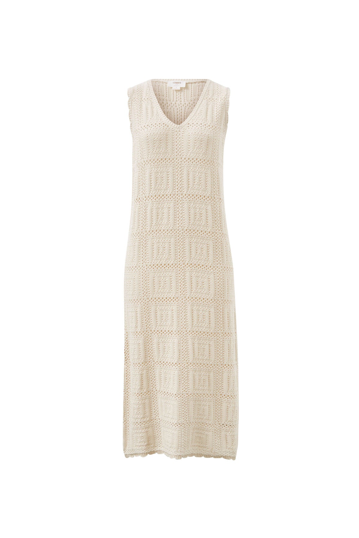 Square Knit Midi Tank Dress - Ecru