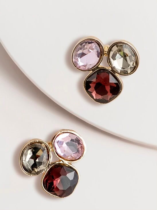 Emerie Tri Colour Jewel Post Earrings