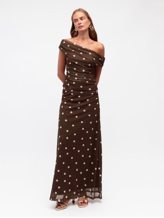 The Atlanta Maxi Skirt - Chocolate Spot