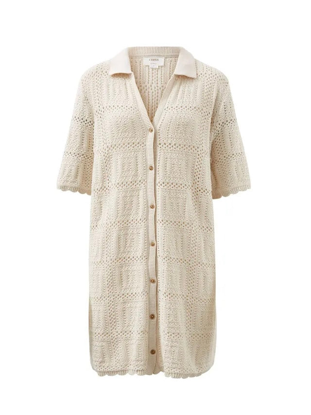 The Square Knit Mini Dress - Ecru