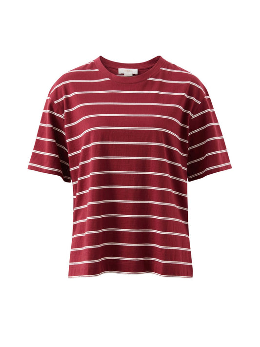 Stevie Slouchy Tee - Burgundy/Milk Stripe