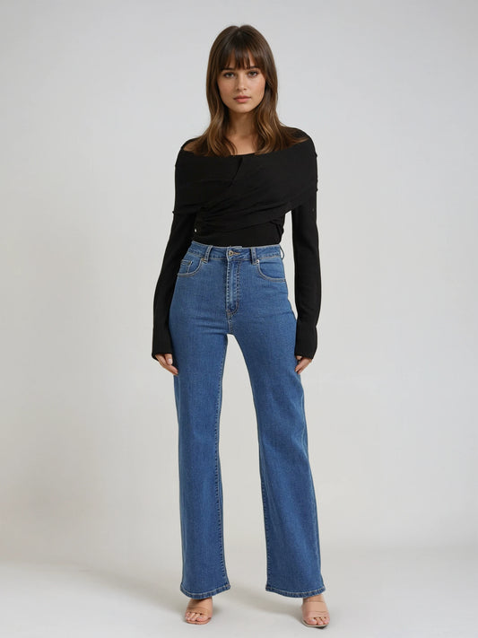The Cleo Jeans - Mid Blue Denim