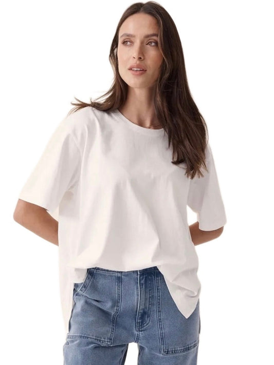 Slouchy Split Hem Tee - White