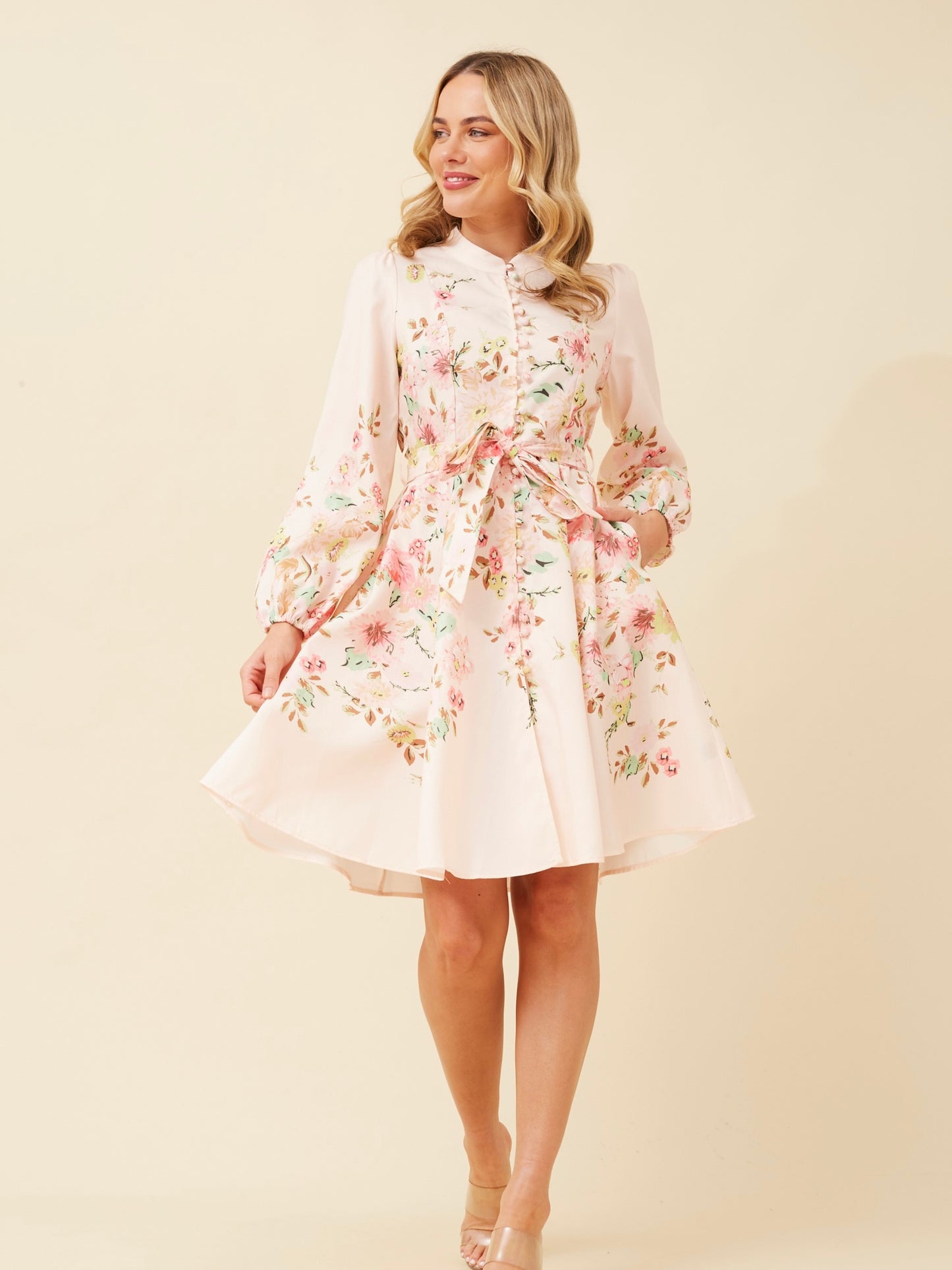 The Iris Dress - Cream Floral