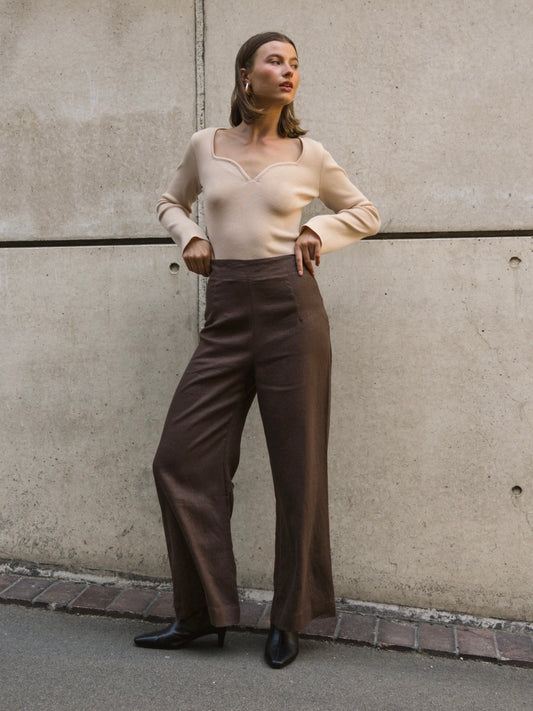 Luxe Linen Pants - Chocolate