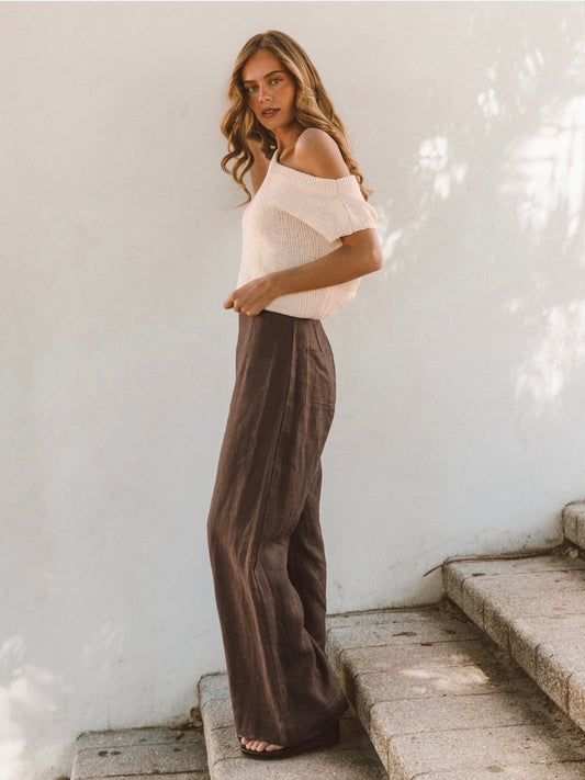 Luxe Linen Pants - Chocolate