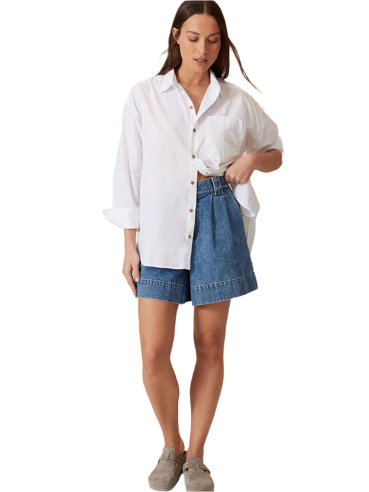 Peta Oversized Shirt- White