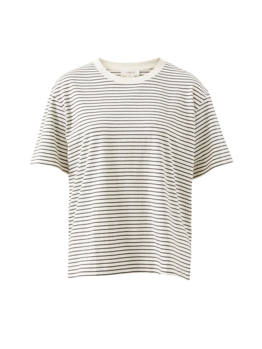 Stevie Slouchy Tee - Ecru Stripe