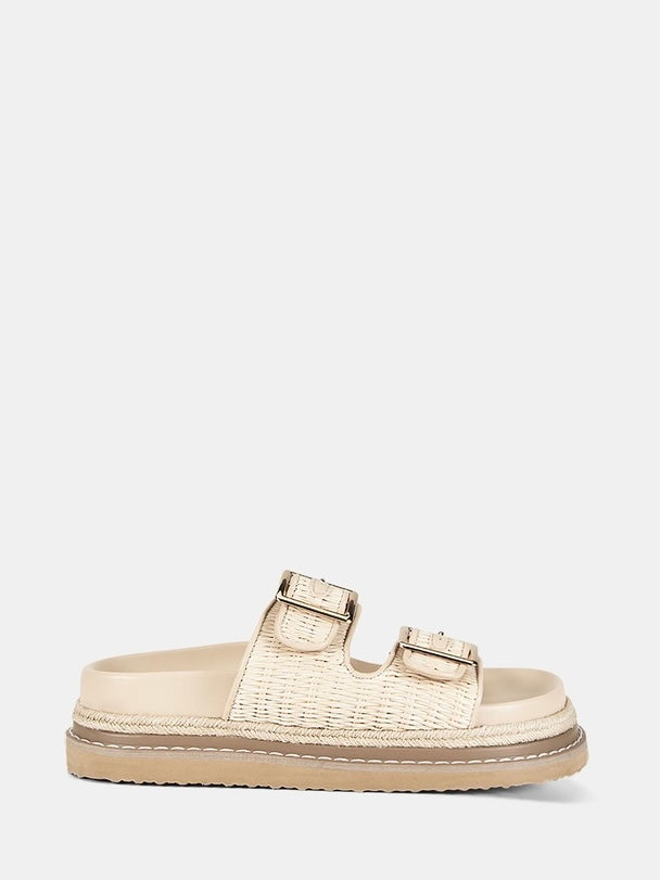 Adonis Platform Slides | Cream Raffia