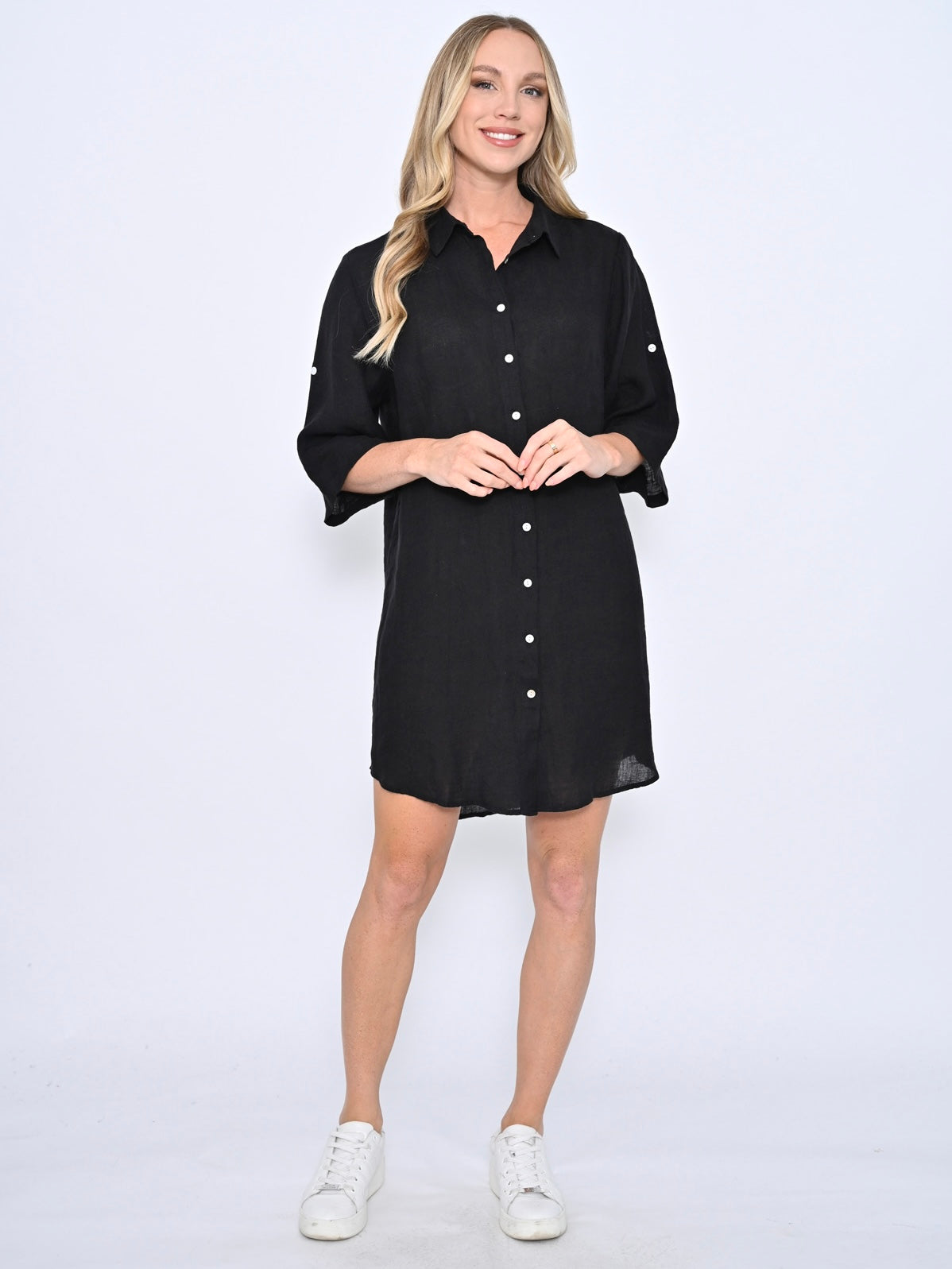 Lune Linen Shirtdress  - Black
