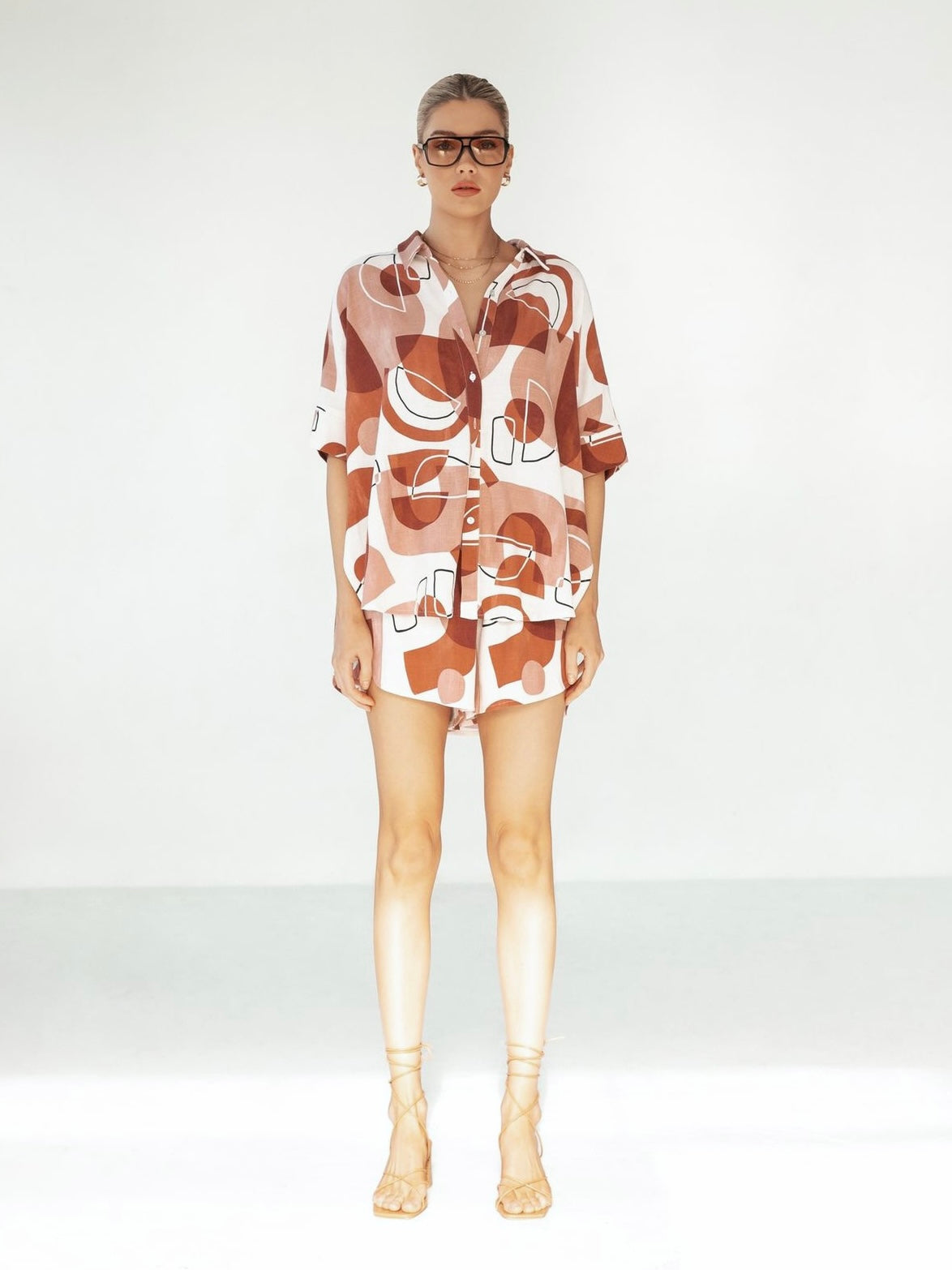 The Mayla Shirt and Shorts Set - Geometric Print