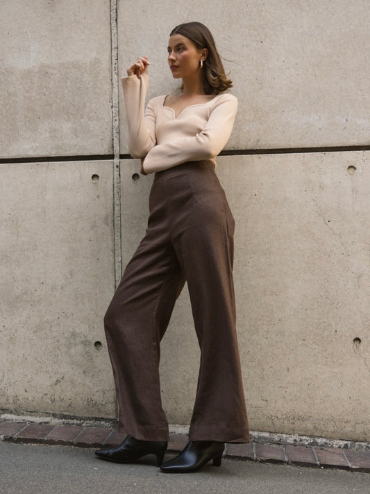 Luxe Linen Pants - Chocolate