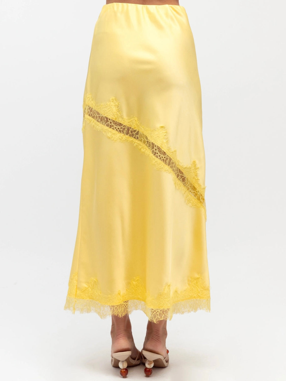 The Cleo Lace Trim Skirt - Yellow